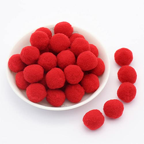 25mm ca. 36 Stück Bunte Mini Pompons zum Basteln filzkügelchen Bunt pom pom Bälle Kleine Bommeln Flauschigen Plüschbälle für Dekorieren Verzieren Nähen DIY Kreativen Handwerk,Rot von Duories