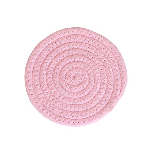 2PCS Untersetzer aus Baumwollseil Filzuntersetzer Tassenuntersetzer Rund Glasuntersetzer Tischuntersetzer Cotton Coasters Hitzebeständige Cup Matte für Getränke Tassen Vasen Tisch Deko,12cm Rosa von Duories