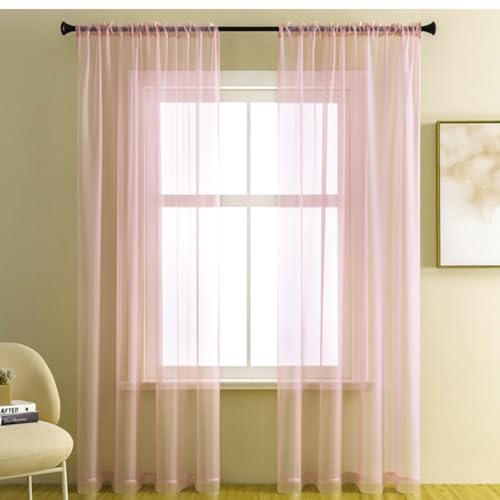 2er Set Transparent Vorhang Gardinen Wohnzimmer,Halbtransparent Vorhänge für Wohnzimmer, Moderne Gardine Voile Vorhangschals Ösenvorhang Dekoschal für Fenster Schlafzimmer Balkontür140x230cm Altrosa von Duories