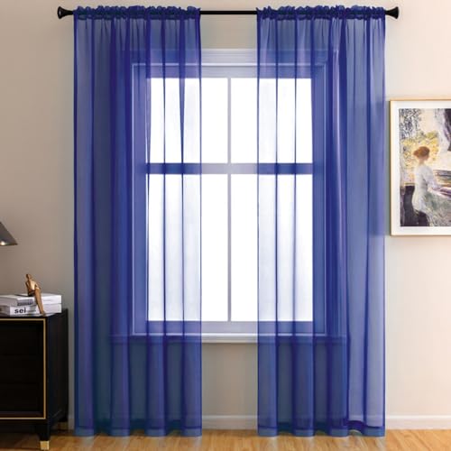 2er Set Transparent Vorhang Gardinen Wohnzimmer,Halbtransparent Vorhänge für Wohnzimmer, Moderne Gardine Voile Vorhangschals Ösenvorhang Dekoschal für Schlafzimmer Balkontür140x230cm Königsblau 2er Set Transparent Vorhang Gardinen Wohnzimmer,Halbtransparent Vorhänge für Wohnzimmer, Moderne Gardine Voile Vorhangschals Ösenvorhang Dekoschal für Schlafzimmer Balkontür140x230cm Königsblau von Duories