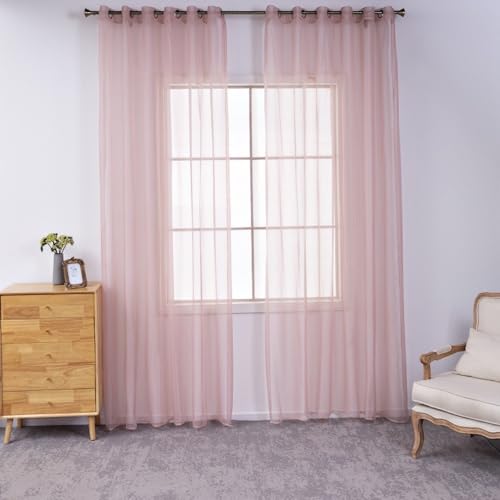 2er Set Transparent Vorhang Voile Ösenvorhang, Modern Vorhänge Wohnzimmer Gardinen, Einfarbige Vorhänge Fertiggardinen Gardinen Schals Dekoschal für Fenster Schlafzimmer Balkontür,140x120cm Altrosa 2er Set Transparent Vorhang Voile Ösenvorhang, Modern Vorhänge Wohnzimmer Gardinen, Einfarbige Vorhänge Fertiggardinen Gardinen Schals Dekoschal für Fenster Schlafzimmer Balkontür,140x120cm Altrosa von Duories