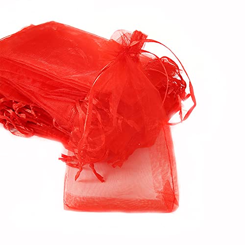 30 Stück Organza Säckchen Zum Befüllen,Organzabeutel Geschenkbeutel Kordelzug Säckchen Organzasäckchen für Festival Party Hochzeit Bonbonsbeutel,Schmuckbeutel Lavendel Geschenk Säckli,10x15cm Rot von Duories