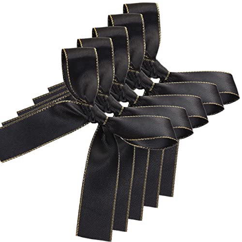 30x Geschenkschleifen Doppelseitige Deko Schleifen mit Goldrand,Kleine Satinschleife für DIY Hochzeit Weihnachten Party Geburtstag Geschenk Weinflaschen Scrapbooking Haarschmuck,9.5x9.5cm Schwarz von Duories