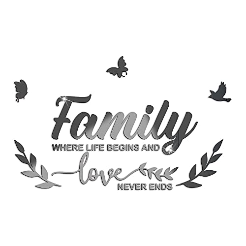 3D Family Schmetterling Spiegel Wand Aufkleber Dekoration Sofa Hintergrund Wandaufkleber Wandsticker Wandtattoo Wanddeko Wanddekoration Decals für Wohnzimmer Schlafzimmer Wohnkultur,Schwarz von Duories