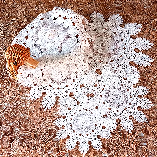 4 Stück Spitzendeckchen Spitze Untersetzer Runden Blumen-Form Matte Tischset Platzsets Tisch Vollhäkel Deckchen Cup Coasters für Esszimmer Küche Bankett Hochzeit Deko 15cm,Hosta von Duories
