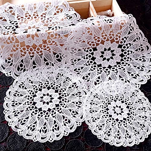 4 Stück Spitzendeckchen Spitze Untersetzer Runden Blumen-Form Matte Tischset Platzsets Tisch Vollhäkel Deckchen Cup Coasters für Esszimmer Küche Bankett Hochzeit Deko 15cm,Washio von Duories