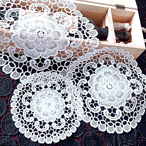 4 Stück Spitzendeckchen Spitze Untersetzer Runden Blumen-Form Matte Tischset Platzsets Tisch Vollhäkel Deckchen Cup Coasters für Esszimmer Küche Bankett Hochzeit Deko 20cm,Freesie von Duories