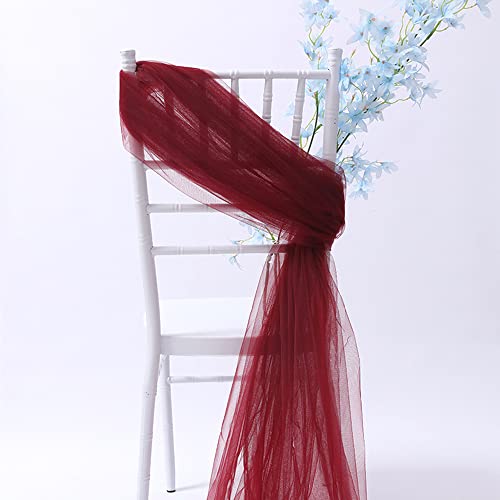 4 Stück Tüll Stuhlschleifen 150x200cm,Tüll Stuhlhussen Stuhl Schärpe Band Tüll Stuhl Band Schleifenband Stuhl Deko für DIY Handwerk Tutu Rock Hochzeit Weihnachten Party Zeremonie Dekor,Weinrot von Duories