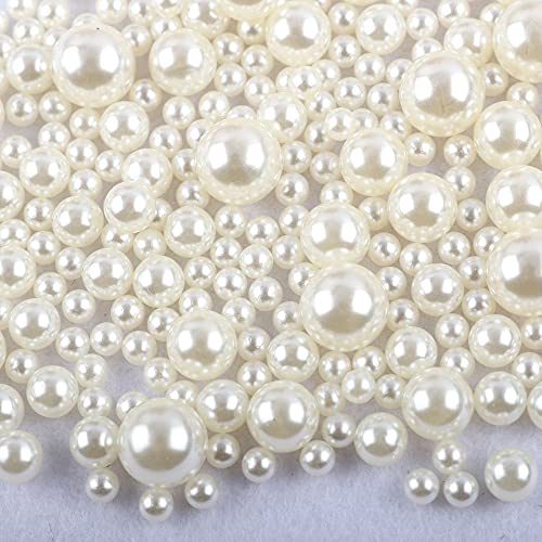 400 STK 6mm Runde Kunststoffperlen ohne bohrung, Bunte Bastelperlen Perlen,Perlen zum Basteln für DIY Schmuck Zubehör, Streudeko Deko Perlen für Hochzeit Taufe Party Vasenfüller Tischdeko,Beige von Duories