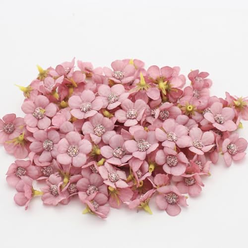 50 Stück Künstliche Blumenköpfe Blütenköpfe Deko-Blüten Kunst Blumen Köpfe Mini Kunstblumen Blüten-Köpfe für Hochzeit Feste Party Home Deko DIY Basteln Garland Scrapbooking Haarschmuck,Ø 2.5cm Rose von Duories