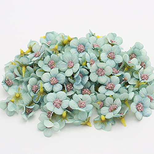 50 Stück Künstliche Blumenköpfe Blütenköpfe Deko-Blüten Kunst Blumen Köpfe Mini Kunstblumen Blüten-Köpfe für Hochzeit Feste Party Home Deko DIY Basteln Garland Scrapbooking Haarschmuck,Ø 2.5cm Blau von Duories