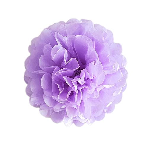 6 Stück Deko Pompons Seidenpapier Pompoms Papier Blumen Pom Poms, Dekorpapier Blumenpuscheln für Party Hochzeitsdeko Festival Geburtstag Baby-Shower Weihnachten Gartenparty Deko,Helles Lila von Duories