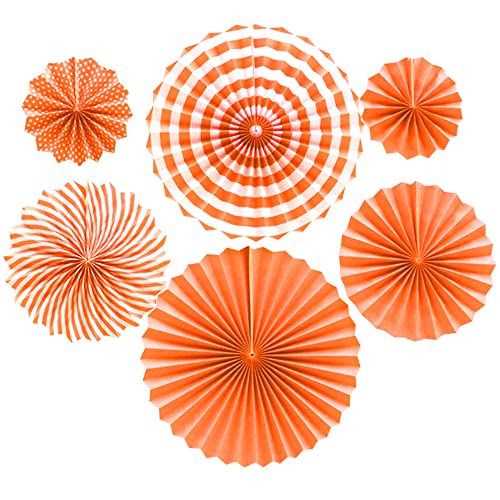 6 Stück Party Dekoration Papier Fächer,Dekorpapier Aufhängen Fächer Hängende Deko Papier Fans Fächer für Party Hochzeit Feier Baby Shower Geburtstag Festival Weihnachten Event Karneval,Orange von Duories