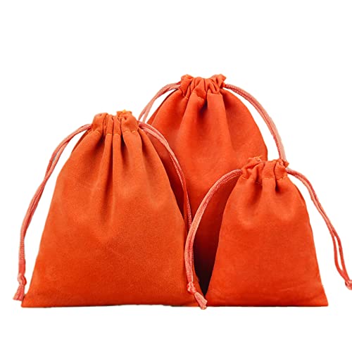 6 Stück Samtbeutel Schmuckbeutel, Kleine Stoff Beutel mit Kordelzug, Samt Säckchen Geschenkbeutel Stoffsäckchen zum Befüllen für Schmuck Hochzeit Weihnachten Geburtstag Party Geschenk,10x12cm Orange von Duories