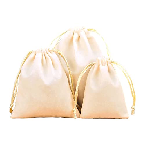 6 Stück Samtbeutel Schmuckbeutel, Kleine Stoff Beutel mit Kordelzug, Samt Säckchen Geschenkbeutel Stoffsäckchen zum Befüllen für Schmuck Hochzeit Weihnachten Geburtstag Party Geschenk,8x10cm Beige von Duories