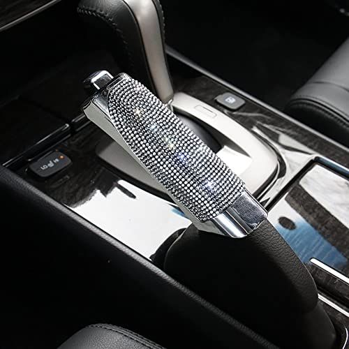 Auto Handbremse Abdeckung Dekoration Glitzer Luxuriös Bling Bling Strass Diamant Kristall Universal Auto Griffe Handbremsenabdeckung Innenraum Styling Autoinnenraum Zubehör für Frauen Mädchen,Weiß von Duories