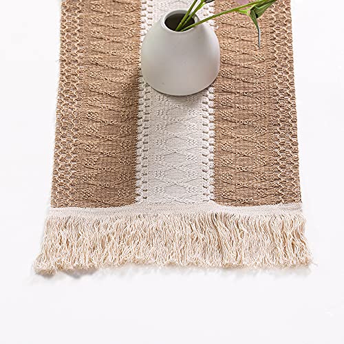 Bohemian Gewebte Tischsets aus Baumwolle und Leinen mit Quasten,Abwaschbar Platzsets Platzdeckchen Tisch-Set Tischdekoration für Hause Küche Restaurant Hotel Rustikale Boho Hochzeit Deko,4 Stück Braun von Duories