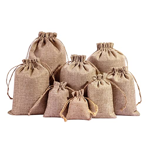 Duories 10 Stück Jutesäckchen Geschenkbeutel,Natur Jute Säckchen Schmuckbeutel Bonbonsbeutel Geschenksäckchen Stoffbeutel Taschen mit Kordelzug für Weihnachten Hochzeit Party Schmuck Geschenk,7x9cm von Duories