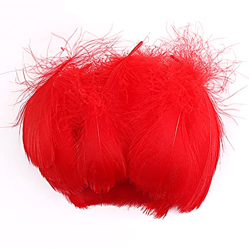 Duories 100 Stück Bunte Feder zum Basteln Naturfedern Gänsefedern Indianer Bastelfedern für DIY Kunstwerk Masken Hüte Ohrringe Haarschmucken Traumfänger Hochzeit Karneval Party Dekoration,7-12cm rot von Duories