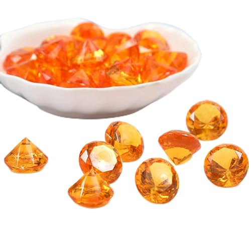 Duories 120 Stück Acryl Diamanten Dekosteine,Acryl Diamant Edelsteine Streudeko Tischdeko Acrylschmuck für Hochzeit Geburtstag Weihnachten Party Vasenfüller Piratenparty Schatzsuche Dekoration,Orange von Duories