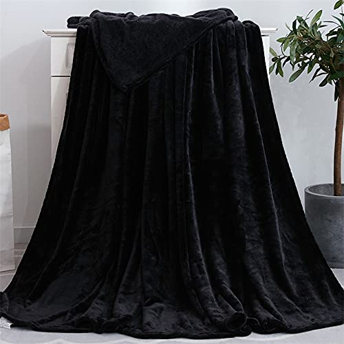 Duories Flauschige Kuscheldecke Wohndecke Couchdecke,Super Weiche Warm Flanell Fleecedecke Plüschdecke,Sofadecke,Tagesdecke oder Wohnzimmerdecke Bettüberwurf für Couch Bett Tv-Decken,Schwarz 50X70cm von Duories