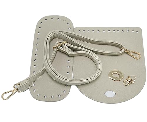 Duories Handgewebte Tasche aus Leder,3-teiliges Set inklusive Taschenboden Taschenüberzug Taschengurt,Taschenzubehör Set,für Taschen-Herstellung Handtasche,DIY Bag,Selbstgemacht Craft,Beige von Duories