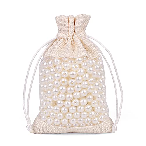 Duories Organza Jutesäckchen,10x Jute Säckchen Organzasäckchen Stoffbeutel Geschenksäckchen Schmuckbeutel Geschenkbeutel mit Kordelzug für Weihnachten Hochzeit Party Schmuck Geschenk,13x18cm Beige von Duories