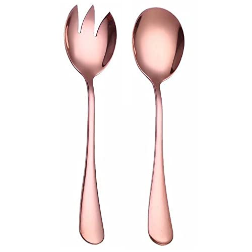 Duories Salatbesteck aus Edelstahl,20cm Salatzange Serviergeschirr Set Salatmixen Gabel Löffel Salatgabel und Servierlöffel Set Edelstahlbesteck Kochutensilien Besteck Set,Spülmaschinenfest, Roségold von Duories