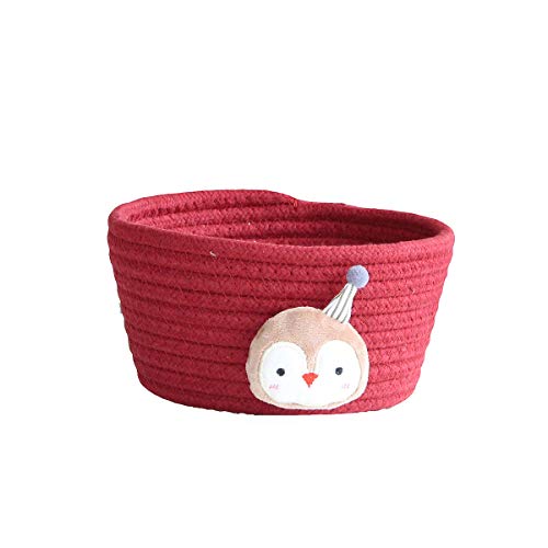 Gewebter Aufbewahrungskorb Korb Kleine Süße Aufbewahrungsbox Baumwollseil Geflochten Spielzeug Körbe Aufbewahrung Regalkorb für Mehrzweck Behälter Home Office Desktop Organizer,Burgundisch Pinguin von Duories