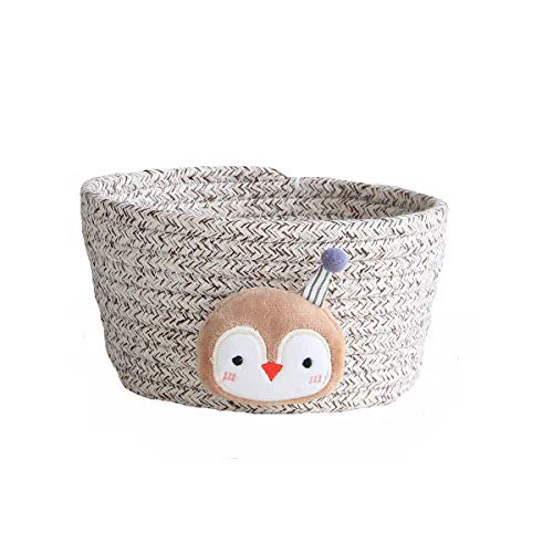 Gewebter Aufbewahrungskorb Korb Kleine Süße Aufbewahrungsbox Baumwollseil Geflochten Spielzeug Körbe Aufbewahrung Regalkorb für Mehrzweck Behälter Home Office Desktop Organizer Deko,Braun Pinguin von Duories