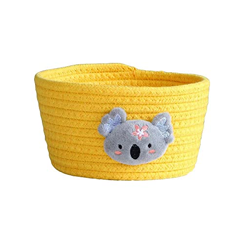 Gewebter Aufbewahrungskorb Korb Kleine Süße Aufbewahrungsbox Baumwollseil Geflochten Spielzeug Körbe Aufbewahrung Regalkorb für Mehrzweck Behälter Home Office Desktop Organizer Deko,Gelb Koala von Duories