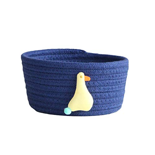 Gewebter Aufbewahrungskorb Korb Kleine Süße Aufbewahrungsbox Baumwollseil Geflochten Spielzeug Körbe Aufbewahrung Regalkorb für Mehrzweck Behälter Home Office Desktop Organizer Deko,Marineblau Ente von Duories