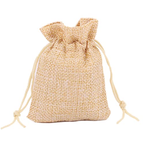 Jute Geschenksäckchen Schmuckbeutel,30 Stk 9x12cm Jutesäckchen Geschenkbeutel Bonbonsbeutel Stoffbeutel Jute Säckchen Taschen mit Kordelzug für Weihnachten Hochzeit Party Schmuck Geschenk,Beige von Duories