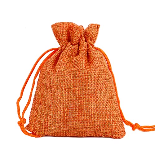 Jute Geschenksäckchen Schmuckbeutel,50 Stk 9x12cm Jutesäckchen Geschenkbeutel Bonbonsbeutel Stoffbeutel Jute Säckchen Taschen mit Kordelzug für Weihnachten Hochzeit Party Schmuck Geschenk,Orange von Duories