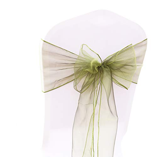 Organza Stuhlschleife Stuhl Schärpe Bögen Stuhlbezugschleifen Tischläufer Stehtisch-Schleife Stuhlschärpen für Hochzeit Party Geburtstag Veranstaltungen Weihnachten Dekoration 18 * 275CM 10 Grün A von Duories