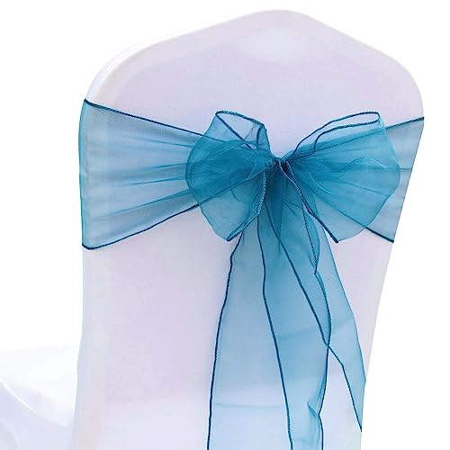 Organza Stuhlschleife Stuhl Schärpe Bögen Stuhlbezugschleifen Tischläufer Stehtisch-Schleife Stuhlschärpen für Hochzeit Party Geburtstag Veranstaltungen Weihnachten Dekoration 18 * 275CM 20 Blau C von Duories