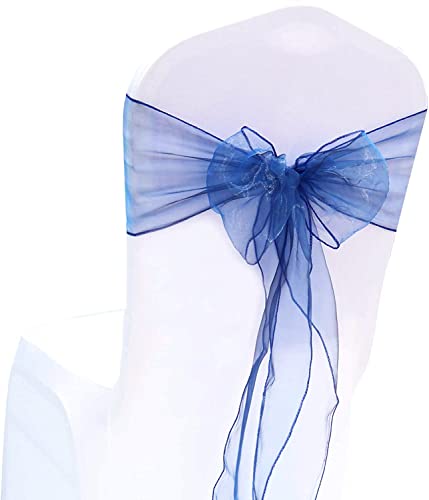 Organza Stuhlschleife Stuhl Schärpe Bögen Stuhlbezugschleifen Tischläufer Stehtisch-Schleife Stuhlschärpen für Hochzeit Party Geburtstag Veranstaltungen Weihnachten Dekoration 18 * 275CM 25 Blau A von Duories