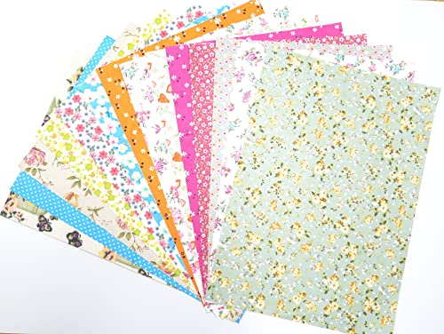 Selbstklebende Baumwollstoff Patchwork Deko-Stoff Dekorative Tape Aufkleber für DIY Scrapbooking Kleinen Handgemachten,Flicken zum Aufbügeln,Stoffe Reparatursatz Set,10 Zufälliges Muster 21 x 29cm von Duories