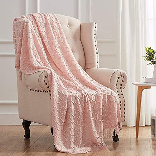 Sofadecke,Kuscheldecke Stricken Kleine Decke Couchdecke,Weich Wolldecke Wohndecken Quaste Gestrickt Decke Schlafdecke Bettdecke Klimaanlage Decke Autodecke für Couch,Büro,Auto,Sofa,Bett,127*170 Rosa von Duories