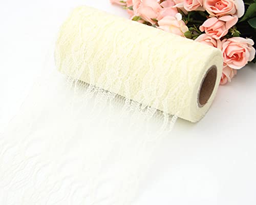 Spitze Tischläufer Tischband Tischdecke Küche Esstisch Dekoration Tischdeko für Hochzeit Geburtstage Tischdekoration Kommunion Weihnachten Herbst Braut & Baby Dusche Tabletop Dekor,Beige 15cmx22m von Duories