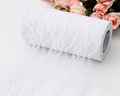 Spitze Tischläufer Tischband Tischdecke Küche Esstisch Dekoration Tischdeko für Hochzeit Geburtstage Tischdekoration Kommunion Weihnachten Herbst Braut & Baby Dusche Tabletop Dekor,Weiß 15cmx22m von Duories