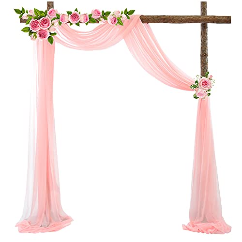 Tüll Fotovorhang Hintergrund Vorhäng,Hochzeitsbogen Deko Tüllstoff Hochzeit Bogenvorhäng Freihandbogen Querbehang Deko Gardinen Vorhang für Babyparty Party Hochzeit Torbogen Zeremonie,70*400cm Rosa #1 von Duories