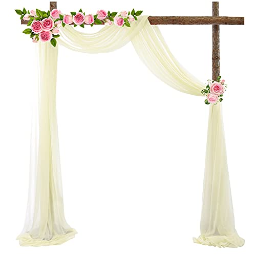 Tüll Fotovorhang Hintergrund Vorhäng,Hochzeitsbogen Deko Tüllstoff Hochzeit Bogenvorhäng Freihandbogen Querbehang Deko Gardinen Vorhang für Babyparty Party Hochzeit Torbogen Zeremonie,70*400cm Beige von Duories