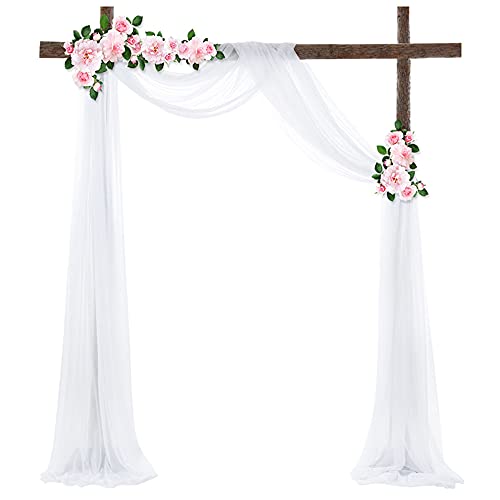 Tüll Fotovorhang Hintergrund Vorhäng,Hochzeitsbogen Deko Tüllstoff Hochzeit Bogenvorhäng Freihandbogen Querbehang Deko Gardinen Vorhang für Babyparty Party Hochzeit Torbogen Zeremonie,70*550cm Weiß von Duories