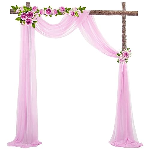 Tüll Fotovorhang Hintergrund Vorhäng,Hochzeitsbogen Deko Tüllstoff Hochzeit Bogenvorhäng Freihandbogen Querbehang Deko Gardinen Vorhang für Babyparty Party Hochzeit Torbogen Zeremonie,70*550cm Rosa von Duories