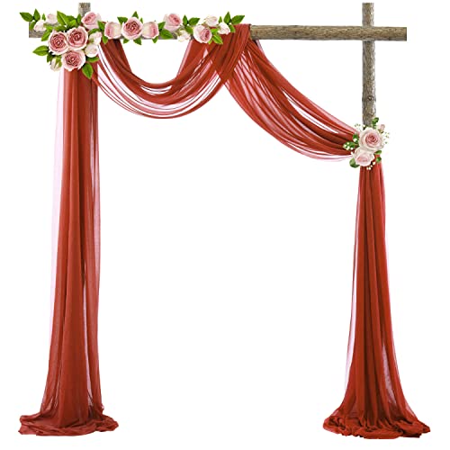 Tüll Fotovorhang Hintergrund Vorhäng,Hochzeitsbogen Deko Tüllstoff Hochzeit Bogenvorhäng Freihandbogen Querbehang Deko Gardinen Vorhang für Babyparty Party Hochzeit Torbogen Zeremonie,70*550cm Rot von Duories