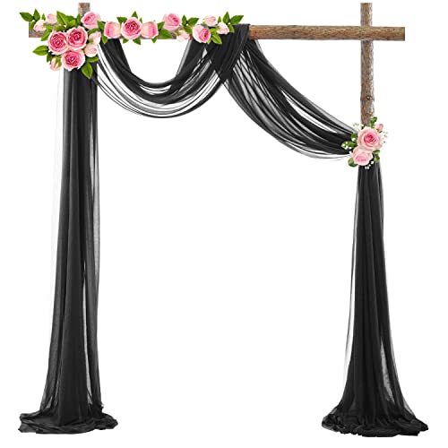 Tüll Fotovorhang Hintergrund Vorhäng,Hochzeitsbogen Deko Tüllstoff Hochzeit Bogenvorhäng Freihandbogen Querbehang Deko Gardinen Vorhang für Babyparty Party Hochzeit Torbogen Zeremonie,70*550cm Schwarz von Duories