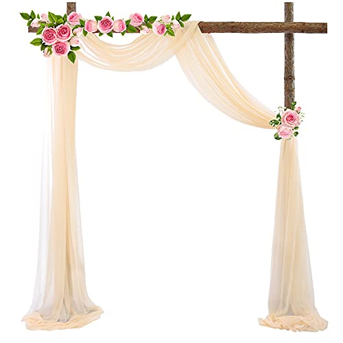 Tüll Fotovorhang Hintergrund Vorhäng,Hochzeitsbogen Tüllstoff Hochzeit Bogenvorhäng Freihandbogen Querbehang Deko Gardinen Vorhang für Babyparty Party Hochzeit Torbogen Zeremonie,70*550cm Champagner von Duories