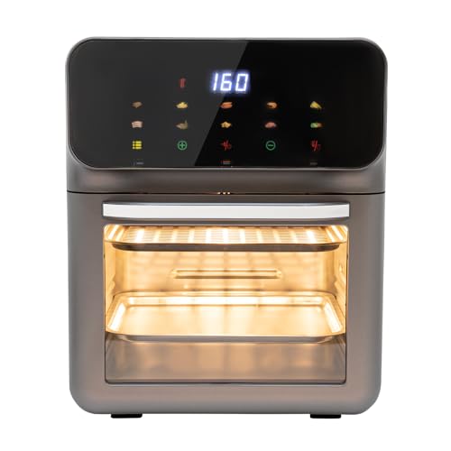 13 L Elektrobackofen, 1350W Mini-Backofen mit LCD-Touchscreen & Timer, Multifunktionsofen 2 Einschubebenen von Duoruameng