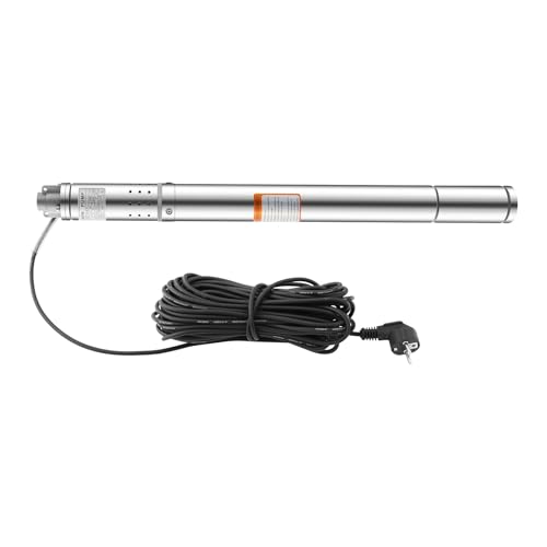 2 Zoll Tiefbrunnenpumpe, 370W Edestahl Tiefbrunnen Wasserpumpe, Max. Förderhöhe 55m, Max. Betriebswasserdruck 5bar, Max. Durchfluss1000 L/h Ideal für Bewässerung von Duoruameng